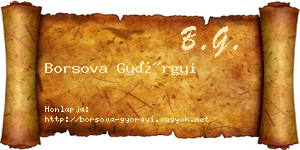 Borsova Györgyi névjegykártya